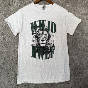 WWJD HWLF Jesus T Shirt Size Small Gray Lion Christian Short Sleeve Crewneck